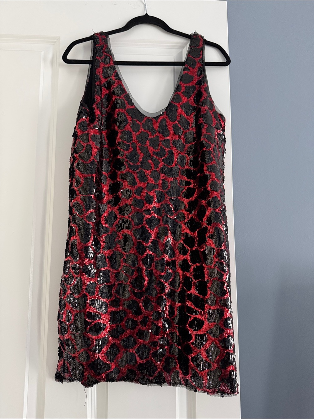 Zara Red and Black Sequin Mini Dress